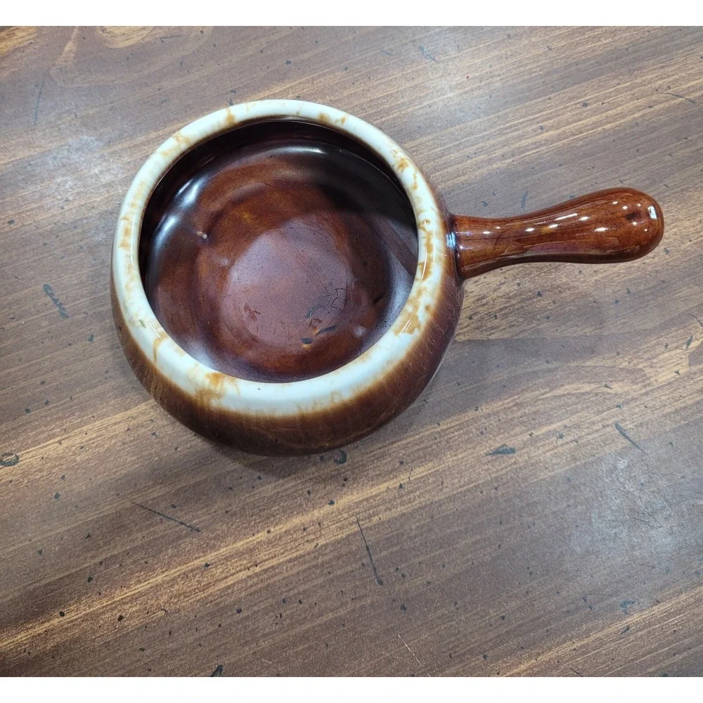 Brown Drip Ovenproof Bowl with Handle Renee 41 9702